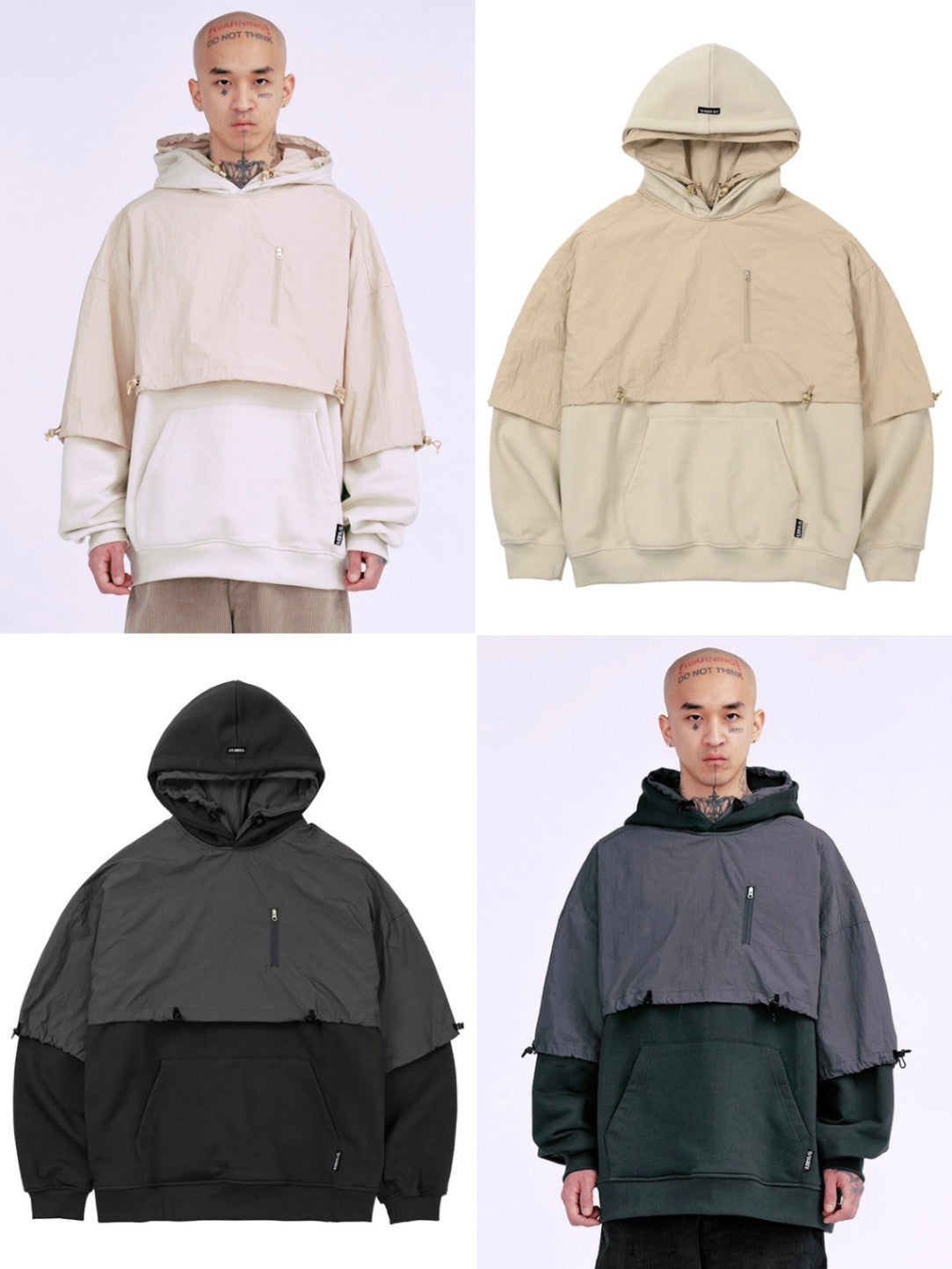 【AJOBYAJO】Layered Nylon Hoodie / 【アジョバイアジョ】レイヤードナイロンフード長袖パーカー