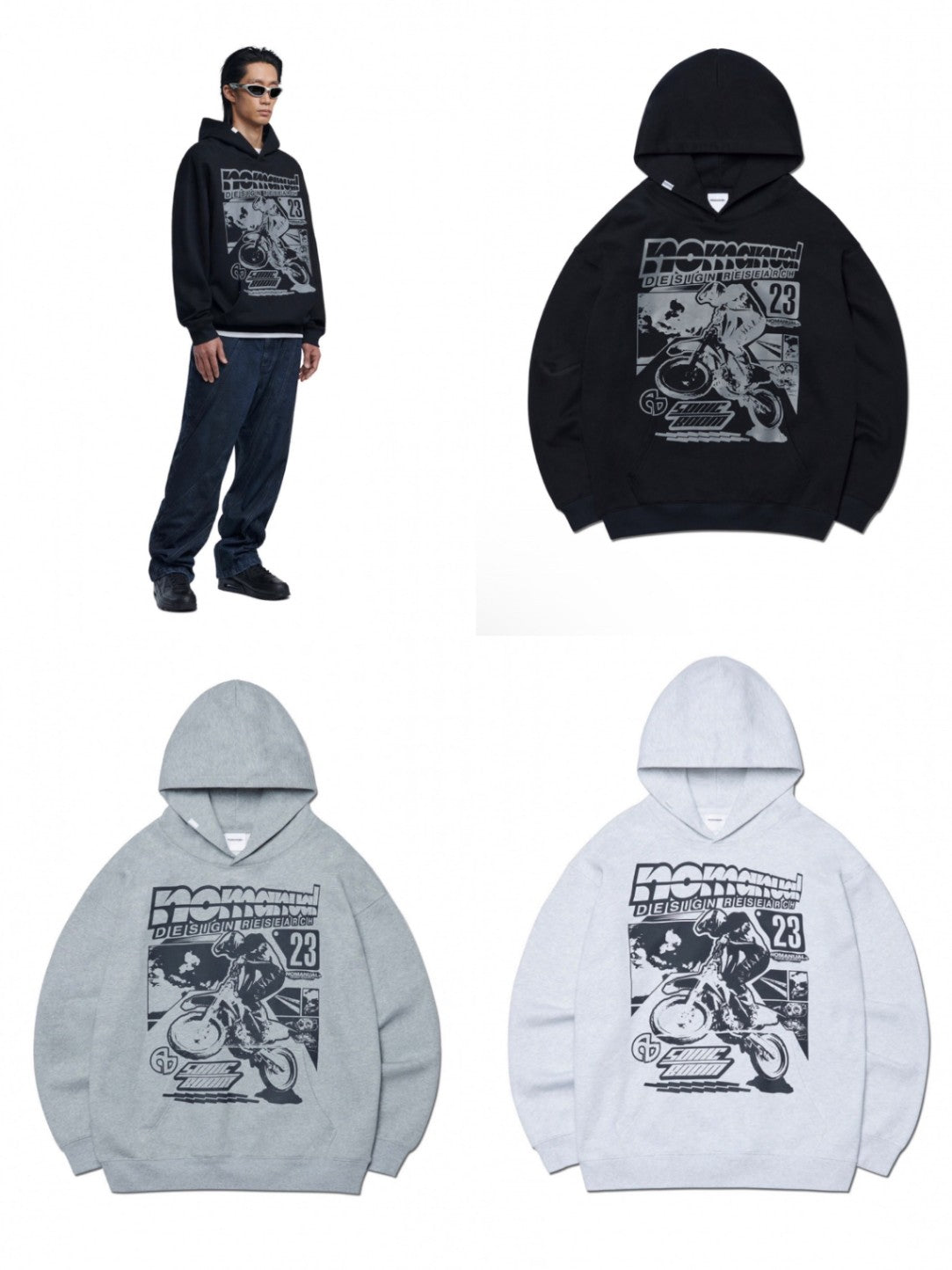 【NOMANUAL】NM AUTO HOODIE / 【ノーマニュアル】ロゴプリント長袖パーカー