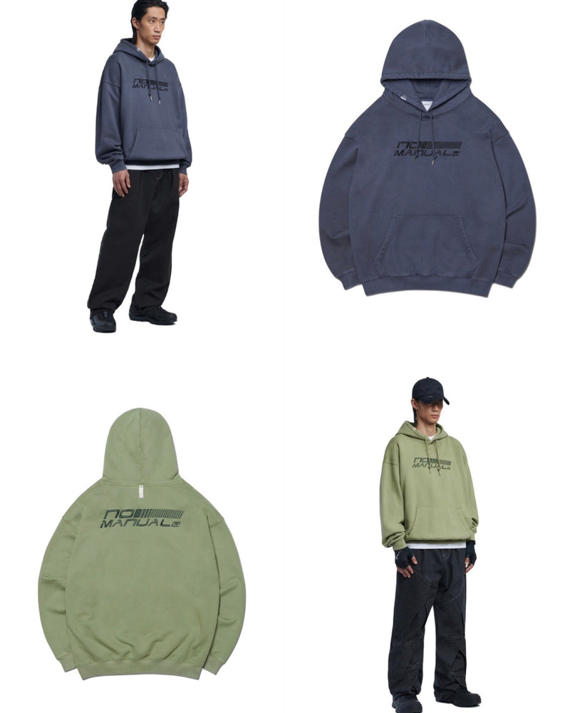 【NOMANUAL】OVERDYED SPEED LOGO HOODIE