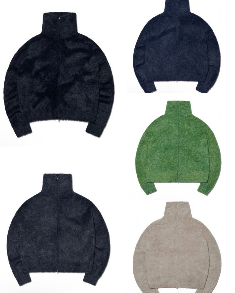 【NOMANUAL】HIGH NECK HAIRY KNIT ZIP-UP