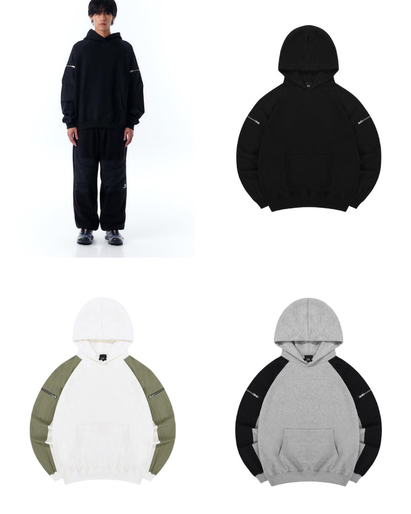 【OY】PANEL CONTRAST POCKET HOODIE