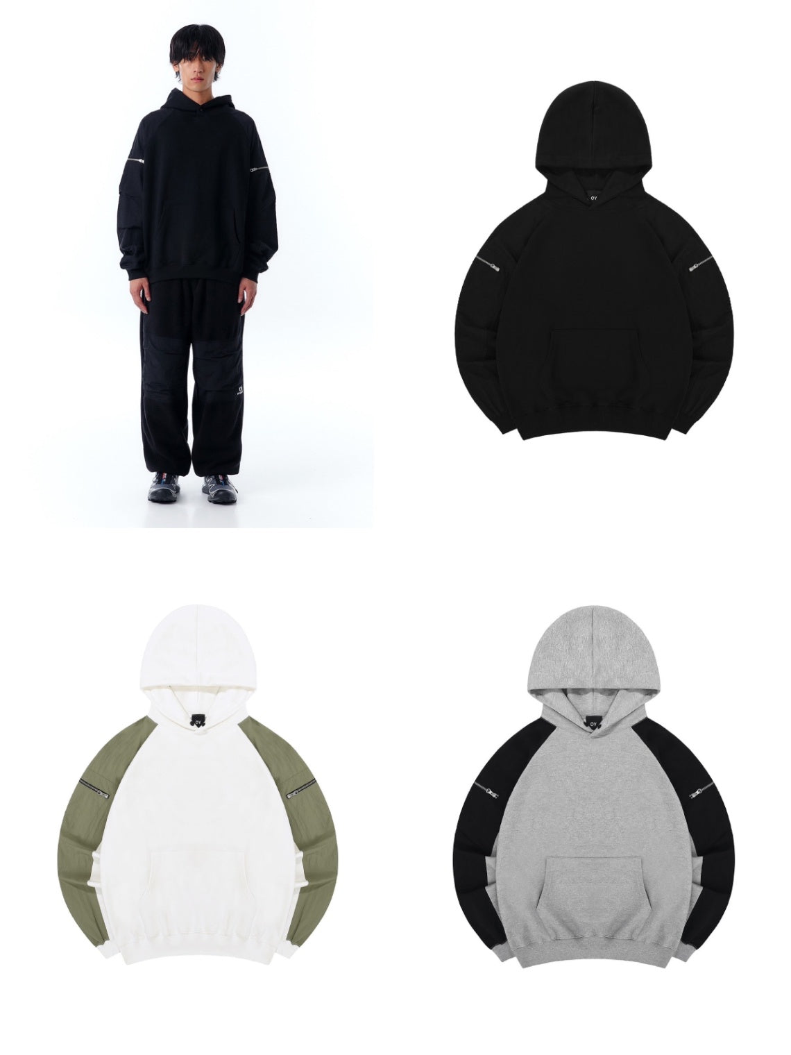 【OY】PANEL CONTRAST POCKET HOODIE