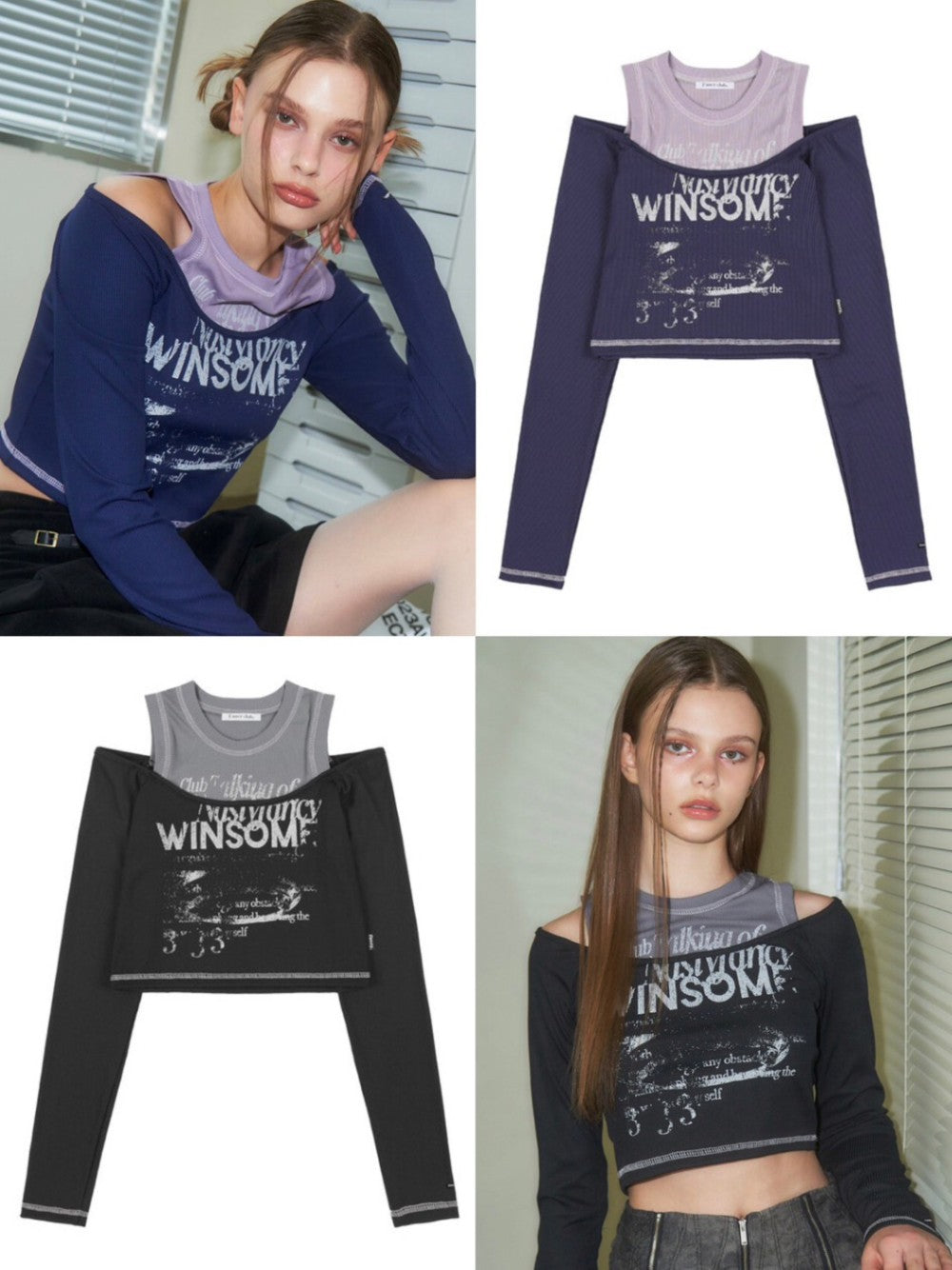 【FANCY CLUB】WINSOME OFF SHOULDER HALTERNECK CROP TEE / 【ファンシークラブ】オフショルダーホルターネッククロップ長袖Tシャツ