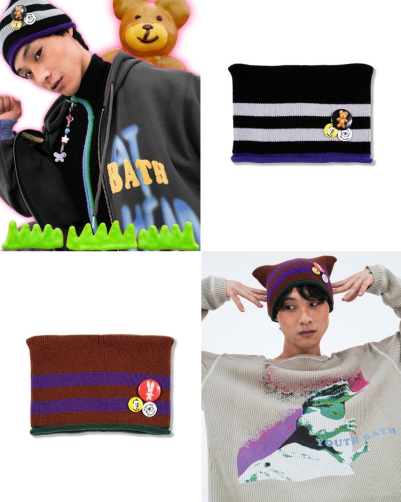 【YOUTHBATH】SQUARE STRIPE BEANIE
