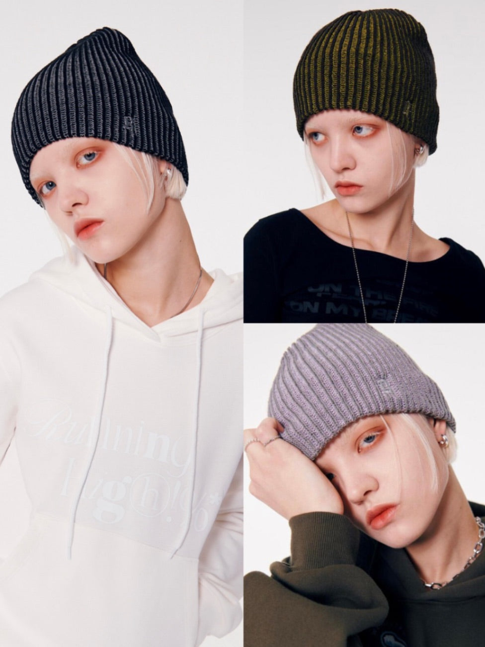 【runningHIGH】GLITTER LOGO TWO TONE BEANIE