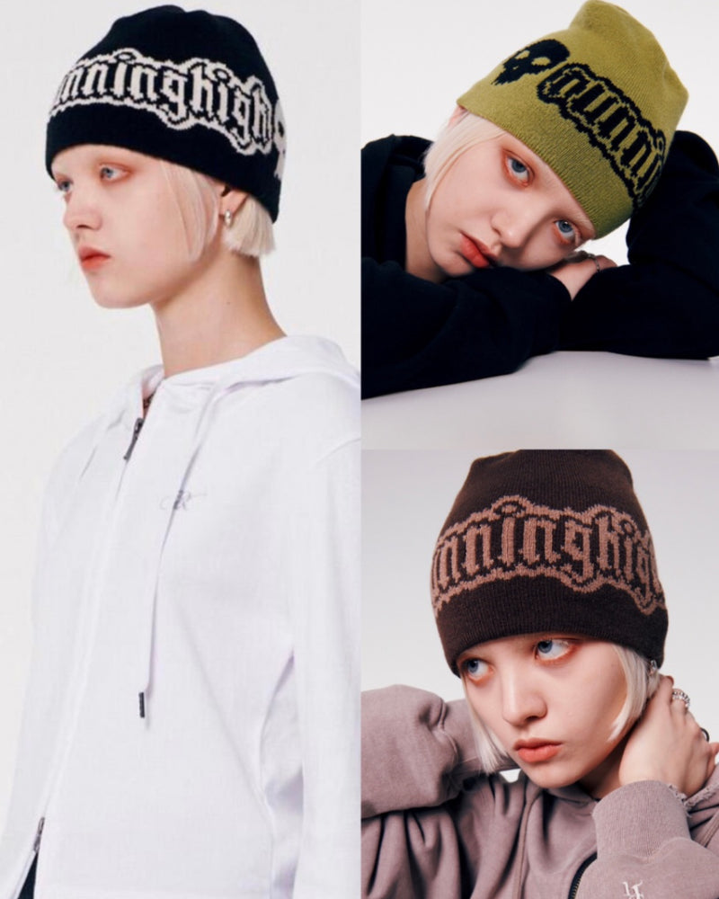 【runningHIGH】SKULL LOGO JACQUARD BEANIE