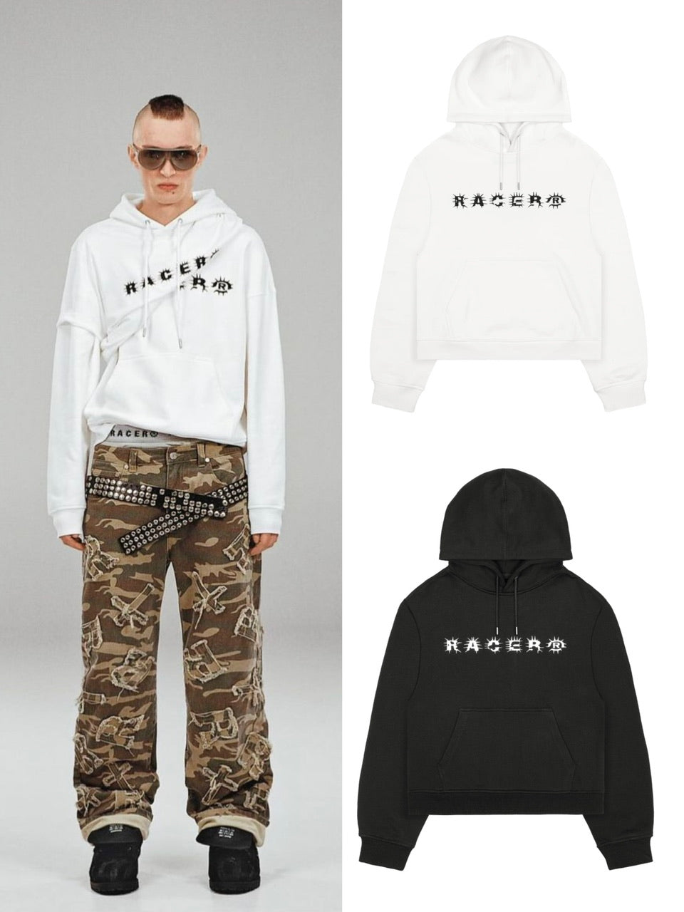 【RACER WORLDWIDE】Spike Text Hoodie