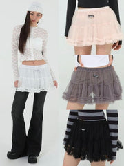 【Uglyshadow】MESH FRILL CANCAN SKIRT