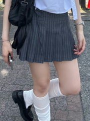 受注制【OaKS】stripe pleats skirt (2color)