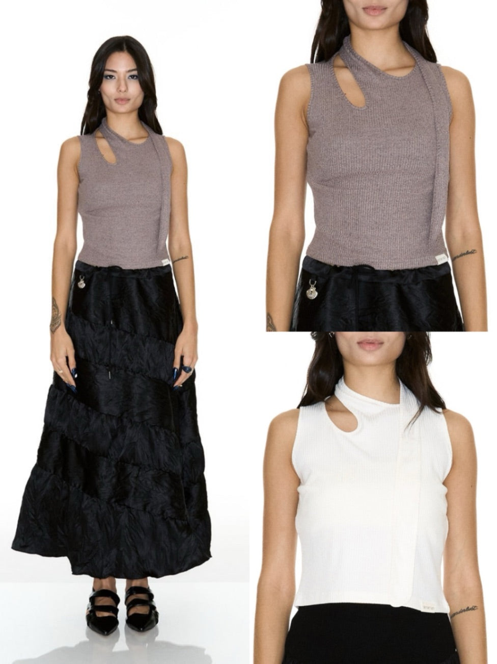 【SETSETSET】SLEEVELESS TIE NECK / 【セットセットセット】タイタンクトップ