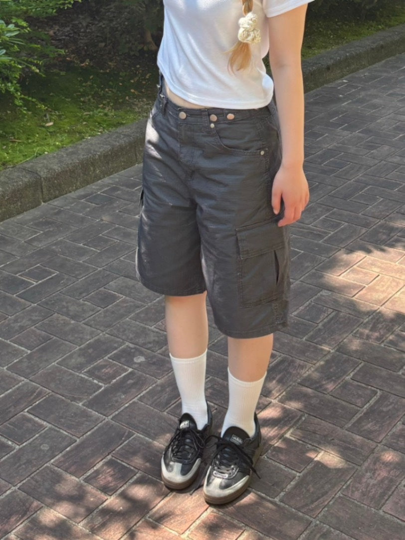 受注制【OaKS】cotton cargo half pants (2color)
