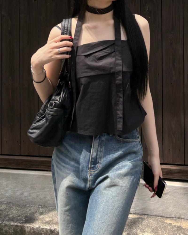 受注制【OaKS】choker set sleeveless blouse (3color)