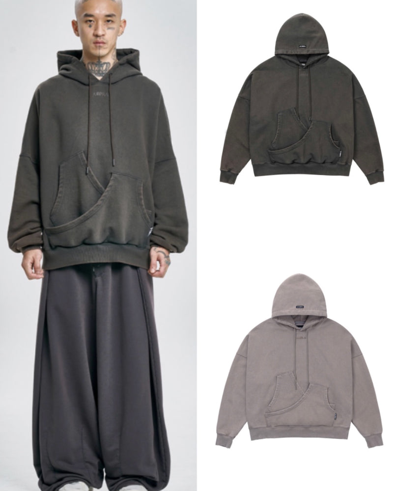 【AJOBYAJO】Curve Pocket Washed Hoodie