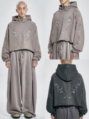 【AJOBYAJO】Tribal AJO Applique Cropped Hoodie