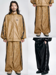 【AJOBYAJO】Vegan Leather One Tuck Track Pants