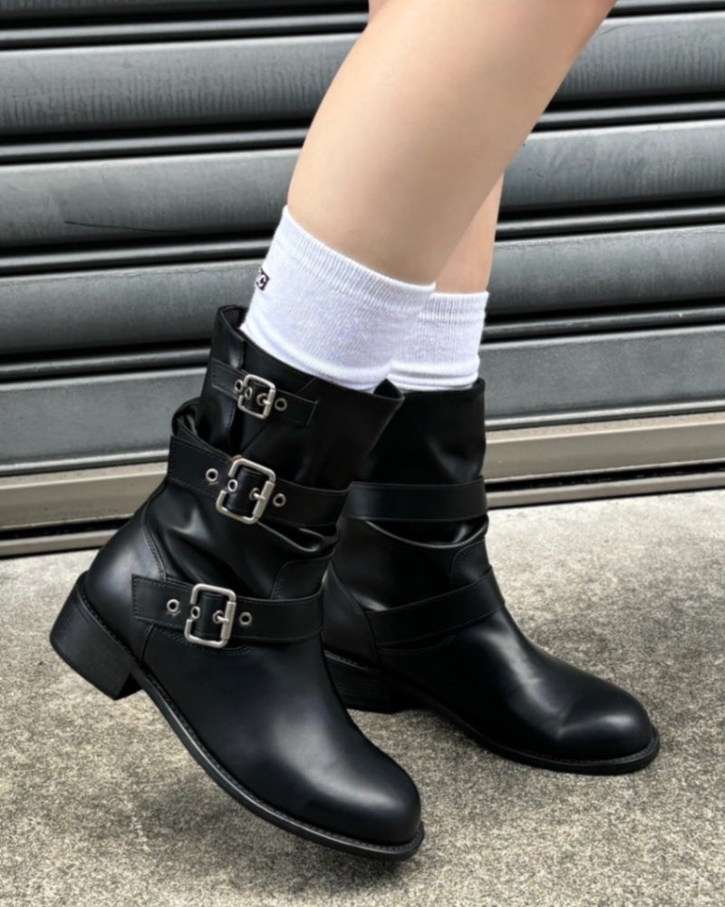 受注制【OaKS】belt strap middle boots