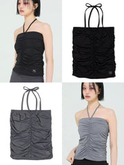 【Uglyshadow】BEADS SHIRRING TOP