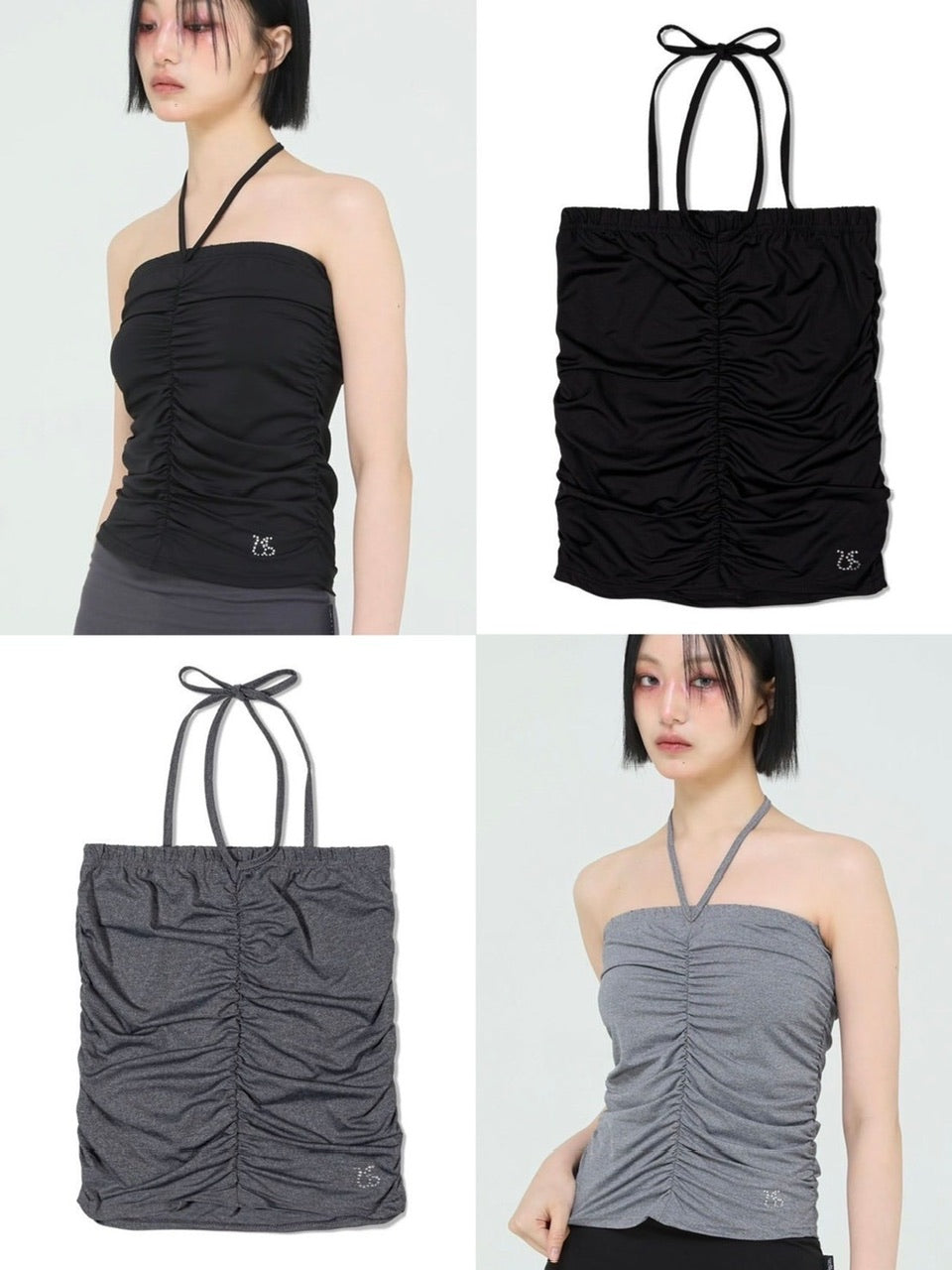 【Uglyshadow】BEADS SHIRRING TOP