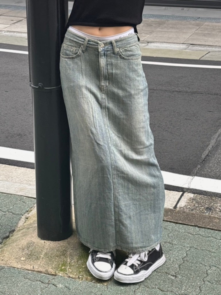 受注制【OaKS】maxi denim long skirt (2color)