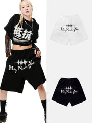 【HOLY NUMBER 7】Oversized Hip Hop WIDE fit Graphics SHORT PANTS