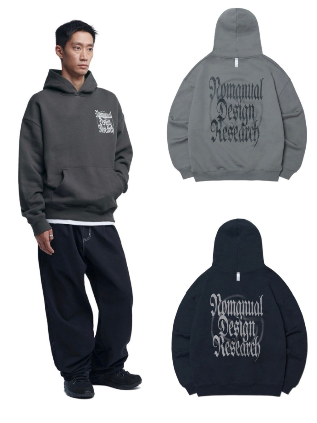 【NOMANUAL】MANERO HOODIE / 【ノーマニュアル】ロゴプリント長袖パーカー