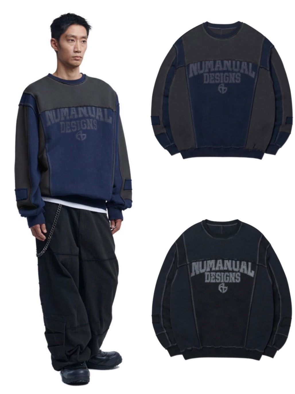 【NOMANUAL】RAW EDGE C.B SWEATSHIRTS / 【ノーマニュアル】ロゴプリント長袖スウェットシャツ