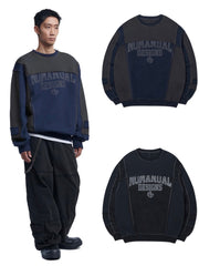 【NOMANUAL】RAW EDGE C.B SWEATSHIRTS / 【ノーマニュアル】ロゴプリント長袖スウェットシャツ