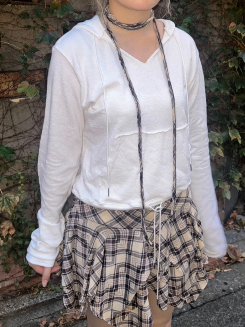 受注制【OaKS】cut off v neck cropped hoodie (2color)