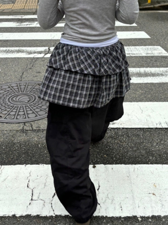 受注制【OaKS】check frill wrap skirt (2color)