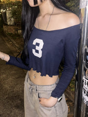 受注制【OaKS】number 3 cropped long sleeve (2color)