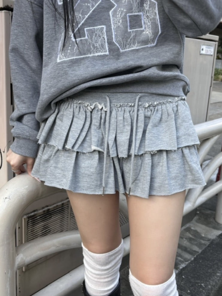 受注制【OaKS】sweat frill mini skirt (3color)