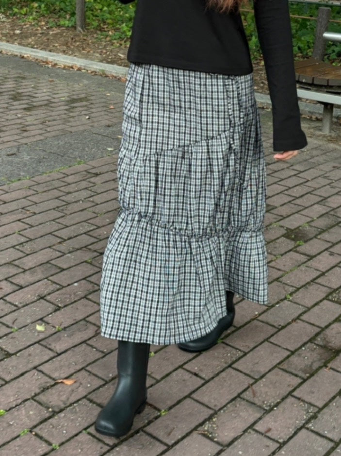 受注制【OaKS】shirring long skirt (2color)