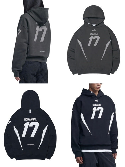 【NOMANUAL】17 FOOTBALL HOODIE / 【ノーマニュアル】ロゴプリント長袖パーカー