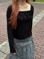 受注制【OaKS】shirring long sleeve (3color) / 【オークス】シャーリング長袖Tシャツ