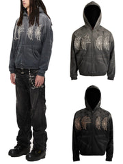 【The Boy Has No Patience】ECLIPSE OF BLOOD MOON RAIN STAINED HOODIE