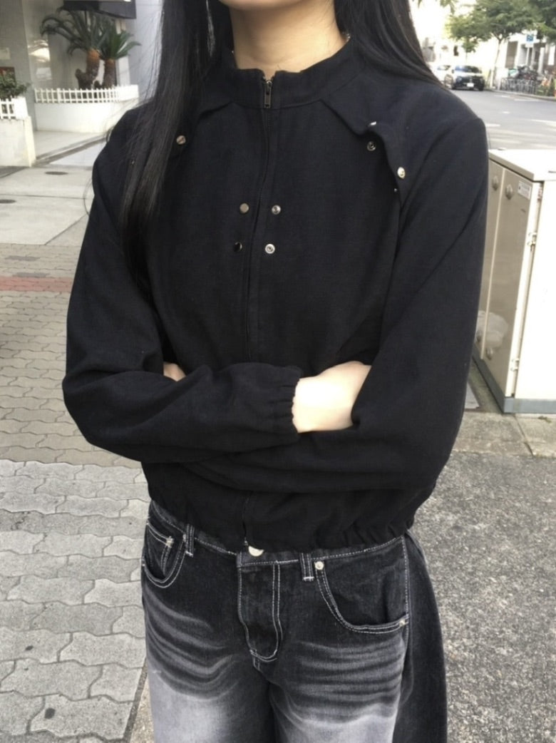 受注制【OaKS】cropped stats suede jacket (2color)