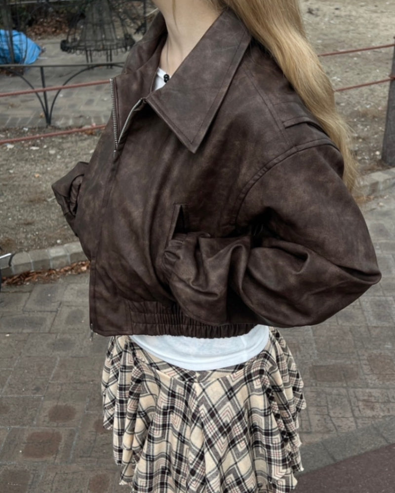 受注制【OaKS】fake leather jacket (2color)