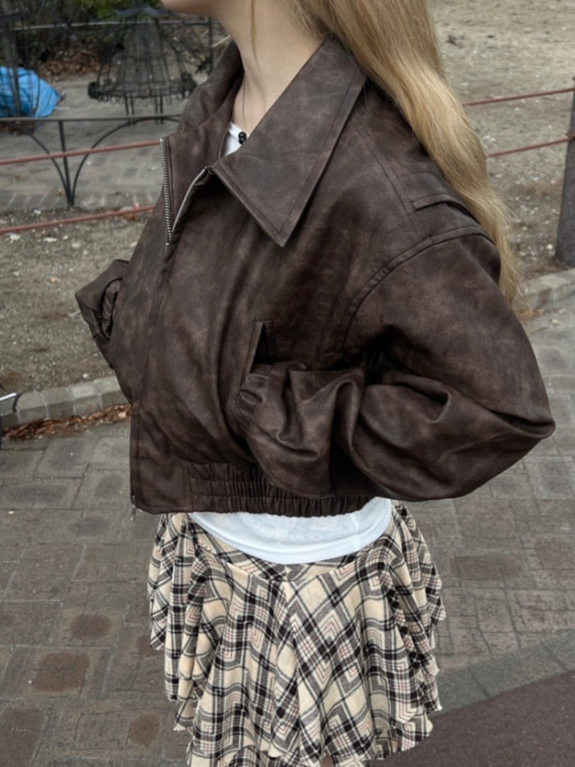 受注制【OaKS】fake leather jacket (2color) / 【オークス】フェイクレザージャケット