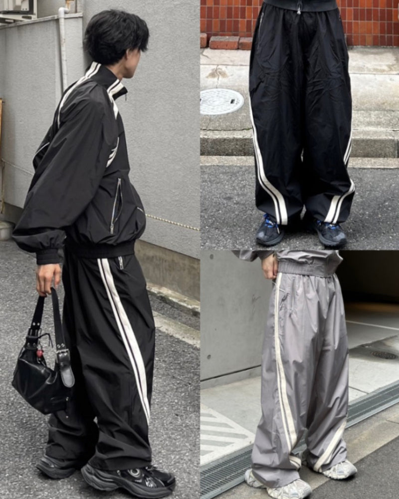【Chikashitsu +】set up side line track pants (2color)