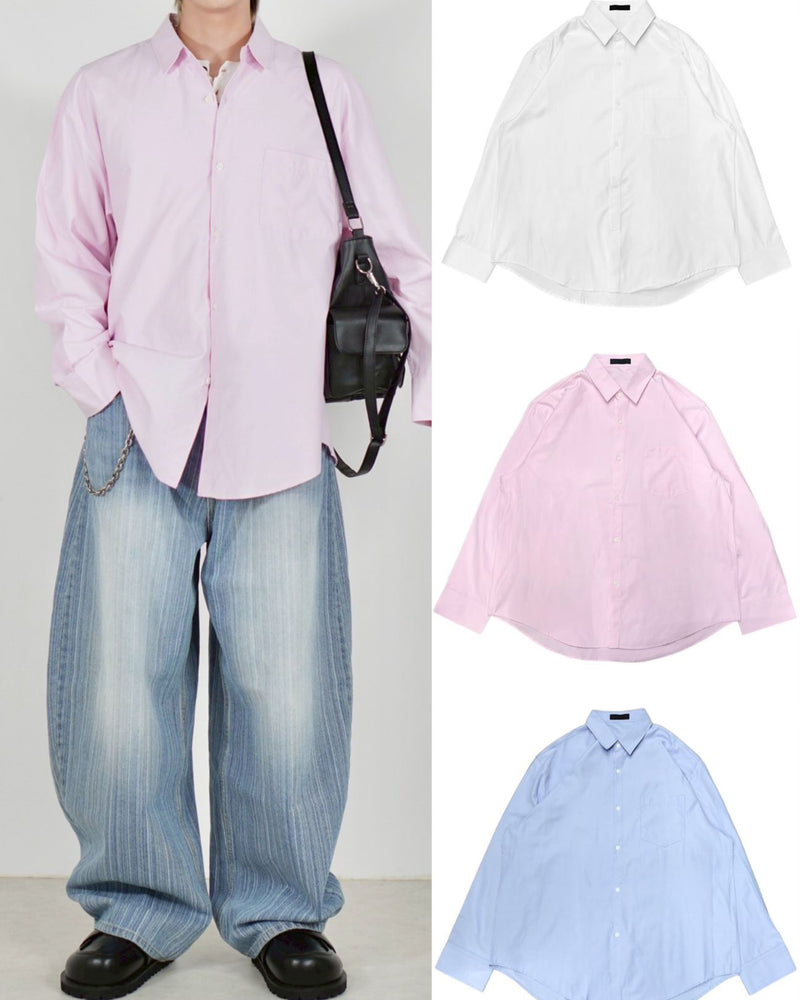 【Chikashitsu +】basic cotton shirt (3color)