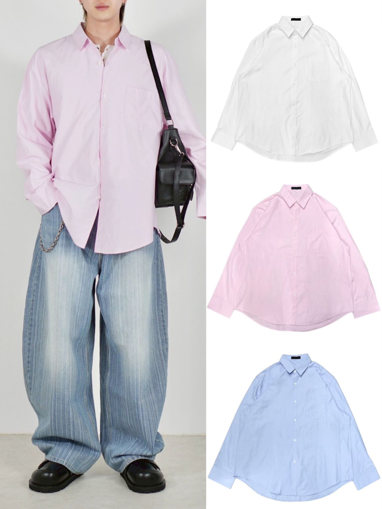 【Chikashitsu +】basic cotton shirt (3color)