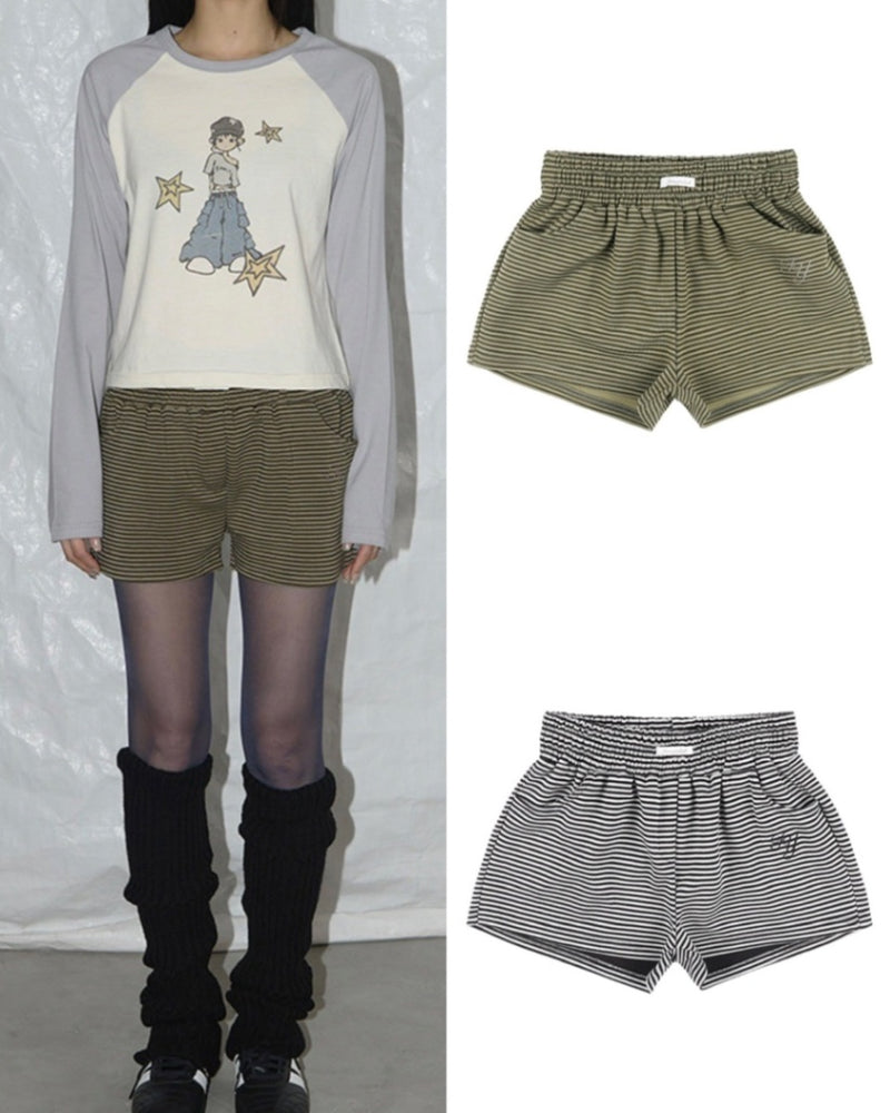 【FANCY CLUB】FY STRIPE MICRO SHORT PANTS