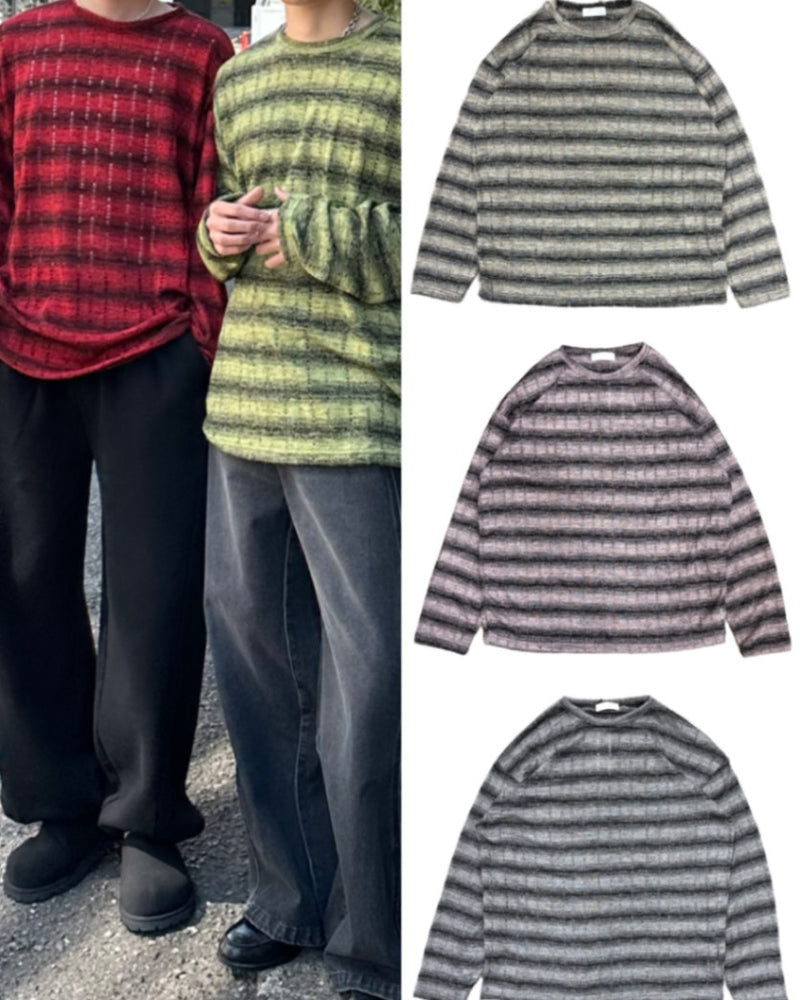 【Chikashitsu +】gradation border knit (5color)