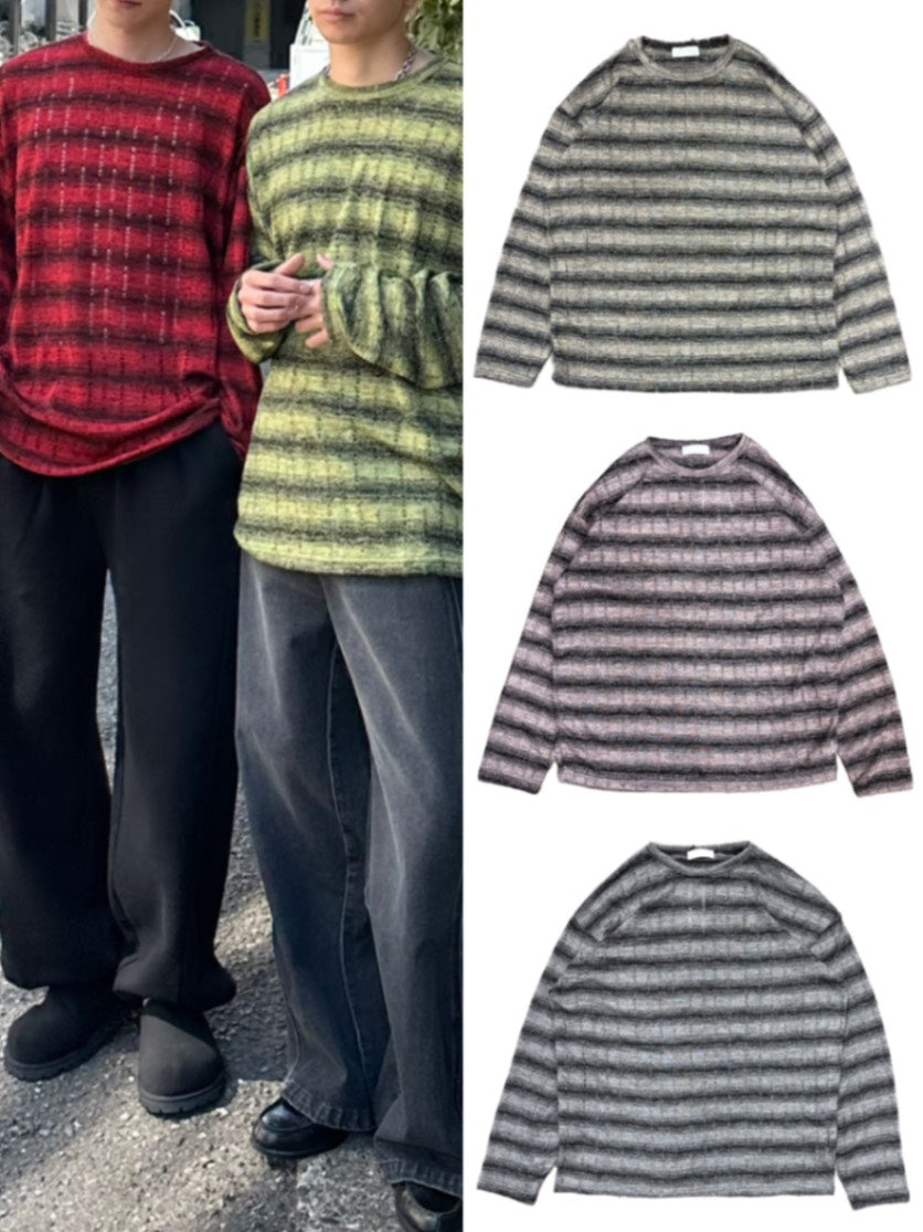 【Chikashitsu +】gradation border knit (5color) / 【チカシツプラス】グラデーションボーダー長袖ニット