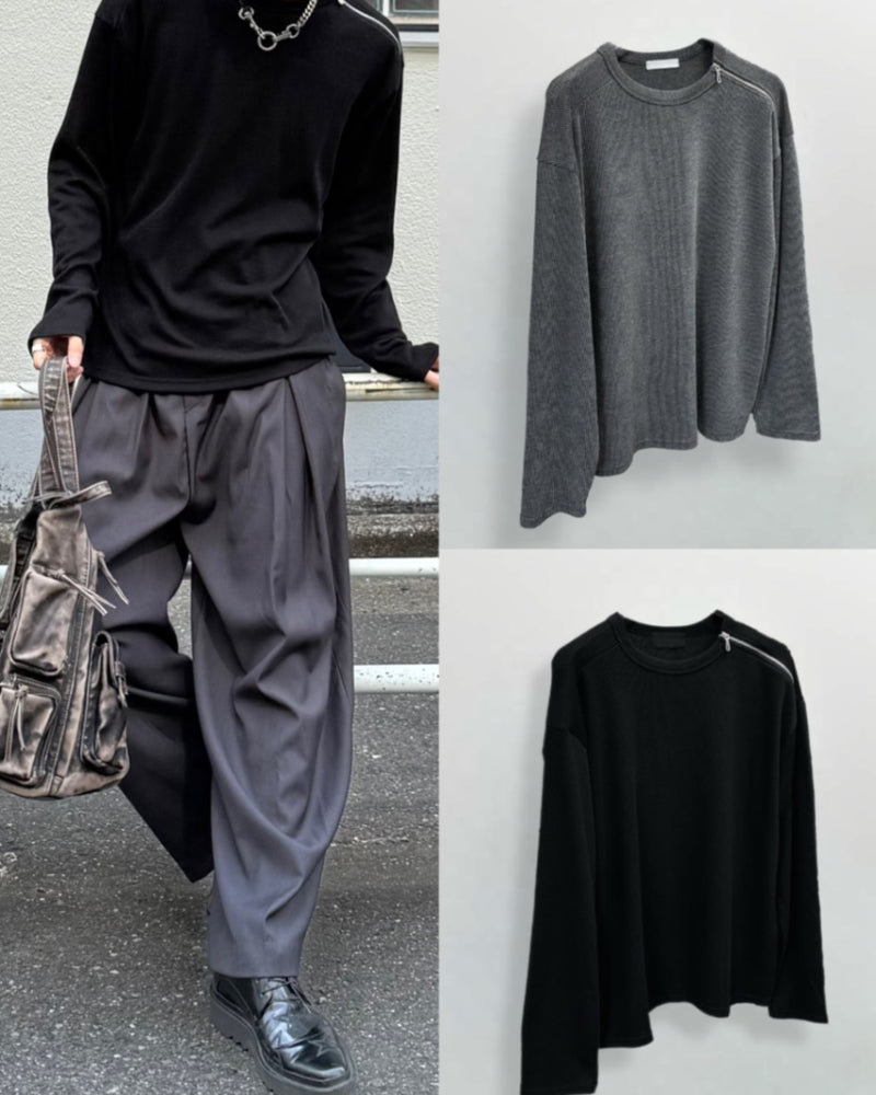大阪店WEB限定【Chikashitsu +】shoulder zip long sleeve (2color)