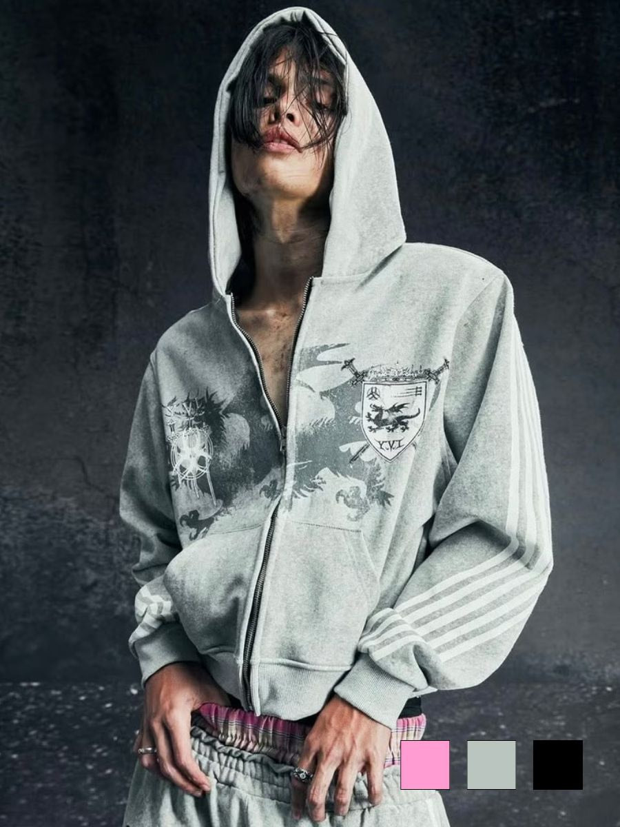 【Cozy world Wide】ROYAL KNIGHT CLUB WAXED - HOODZIP