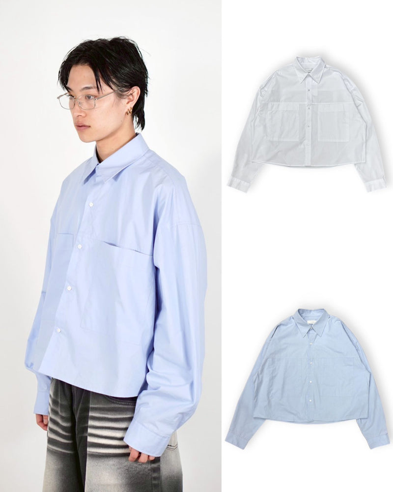 【Chikashitsu +】cotton cropped shirt (2color)