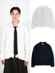 【Chikashitsu +】rivet zip up knit (2color)