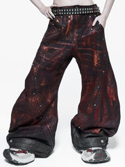 【RICH】Blood Waxed S-Wide Pants