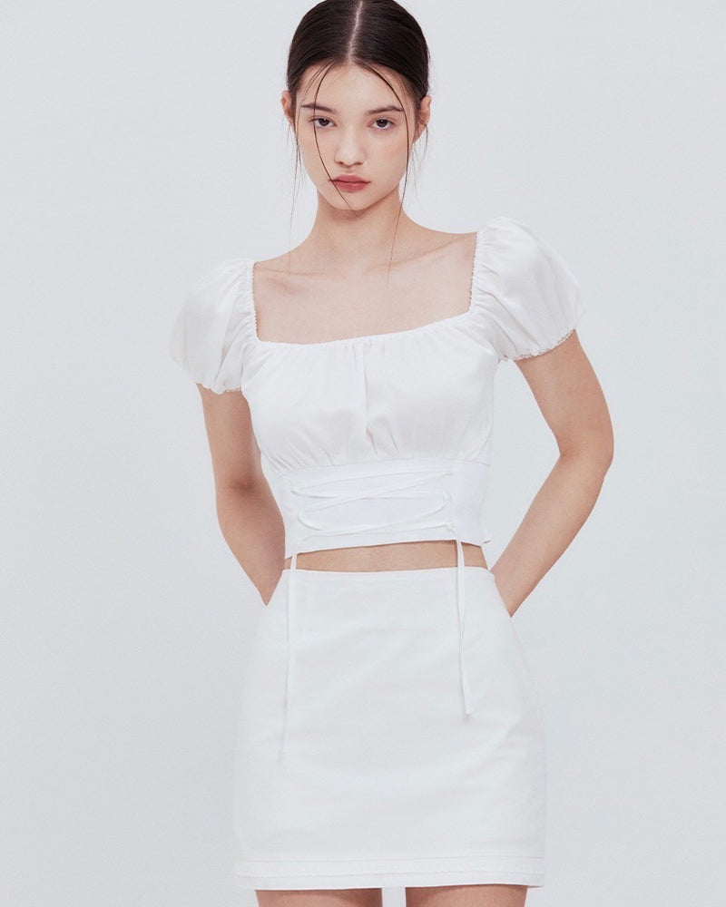 【NOTYOURROSE】Corset crop blouse